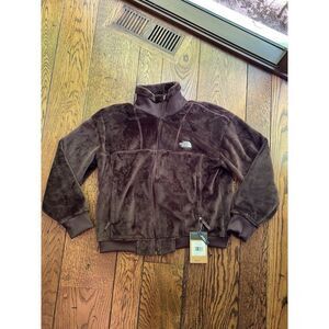 Women's The North Face OSITO LUX Soft Sweater Fleece Jacket Full Zip Brown Large